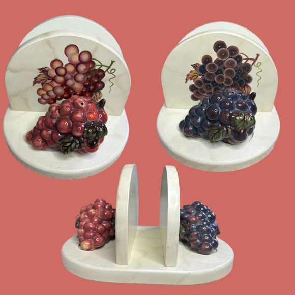 🍇 VTG TABLETOPS UNLIMITED NOBLE EXCELLENCE MERITAGE SALT & PEPPER NAPKIN HOLDER - Picture 1 of 8